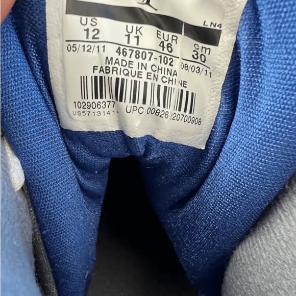 Nike Air Jordan 8.0 Size 12 White/Royal Blue/Silver 467807-102 - Picture 4 of 5